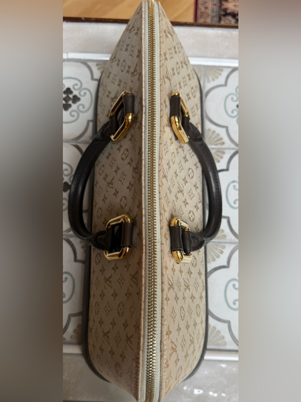 Louis Vuitton Beige Monogram Canvas and Brown Leather Satchel - Picture 5 of 16